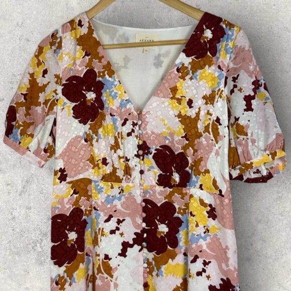 Sezane 100% Silk Sollie Maxi Dress Floral Watercolour Size 36 French US 4 Boho - Picture 7 of 15
